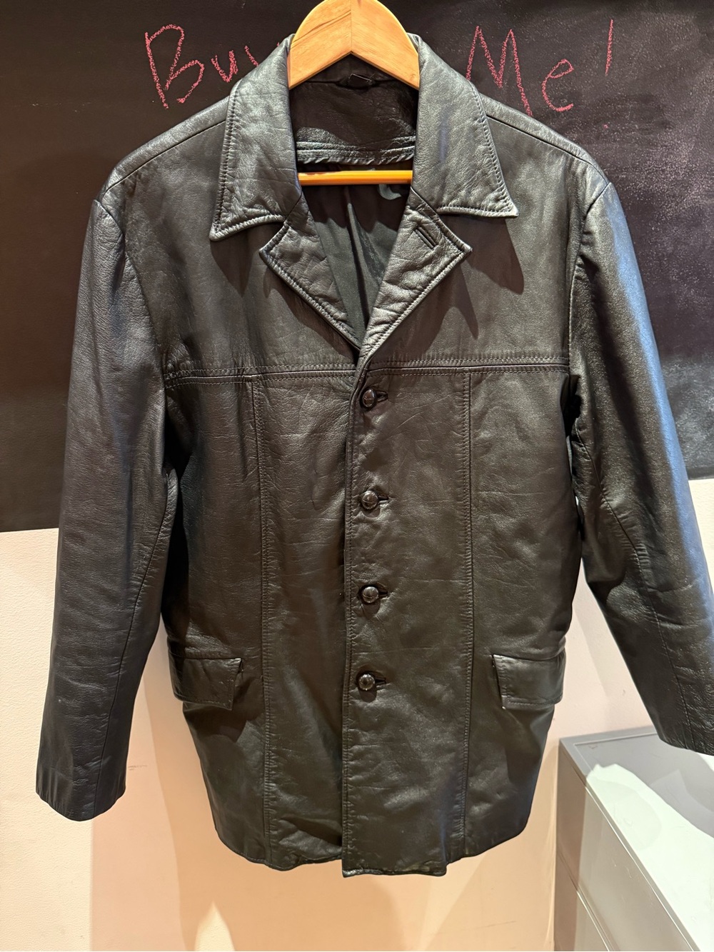 70’s Men's Black Leather Jacket